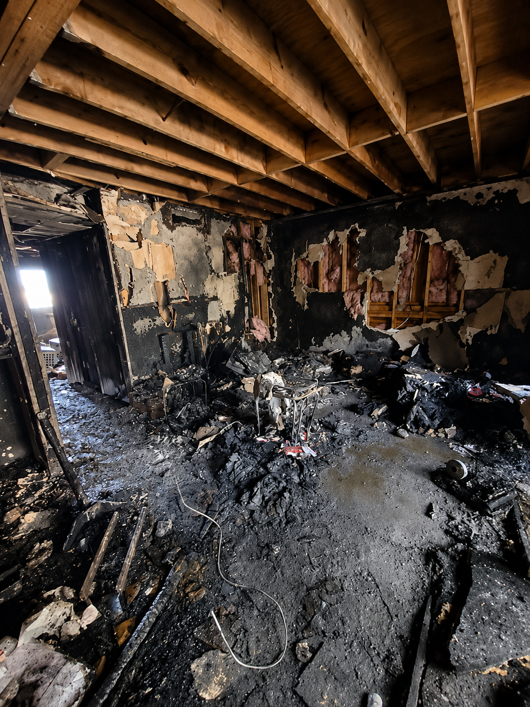 Interior fire damage documented during the claim