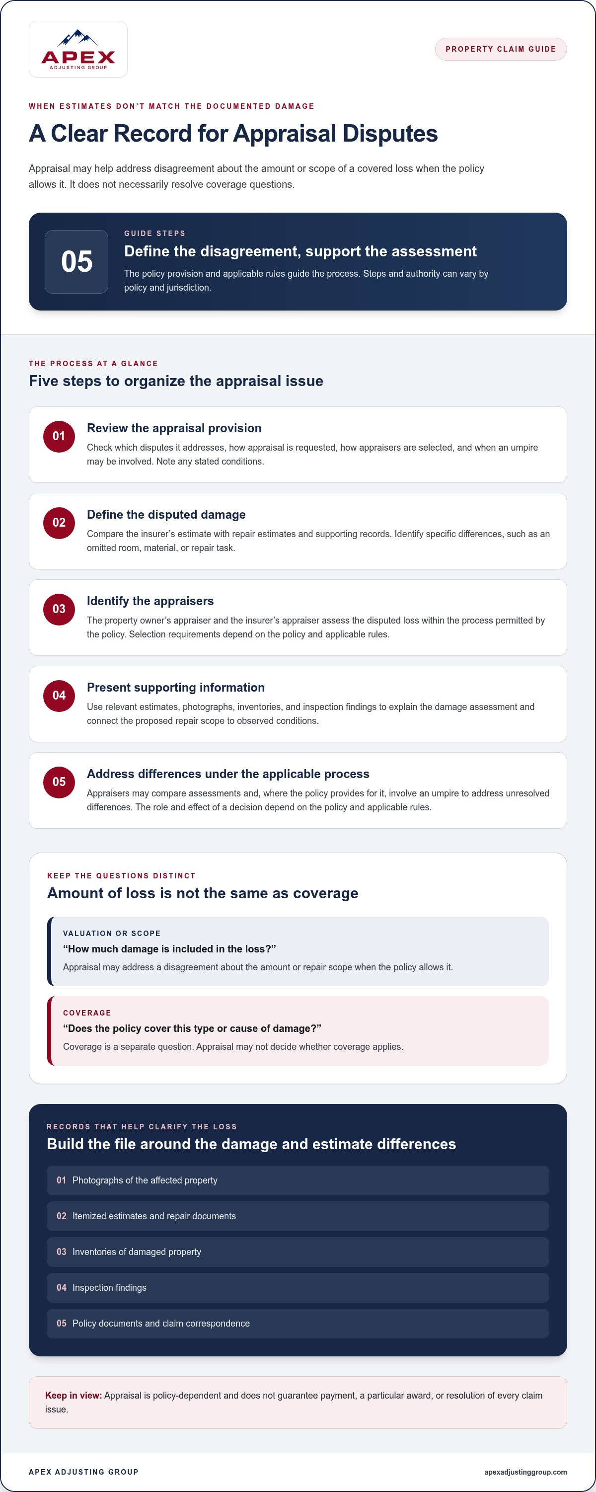 Insurance appraisal dispute resolution